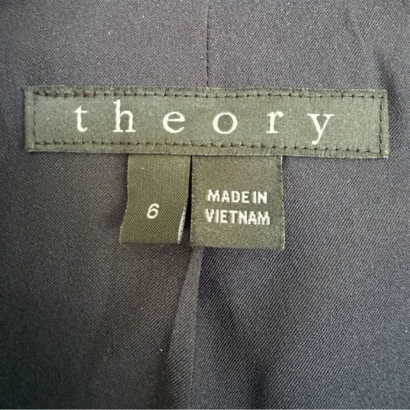 Theory Navy Wool Blazer Gold Buttons Size 6 Classic Tailored Jacket
